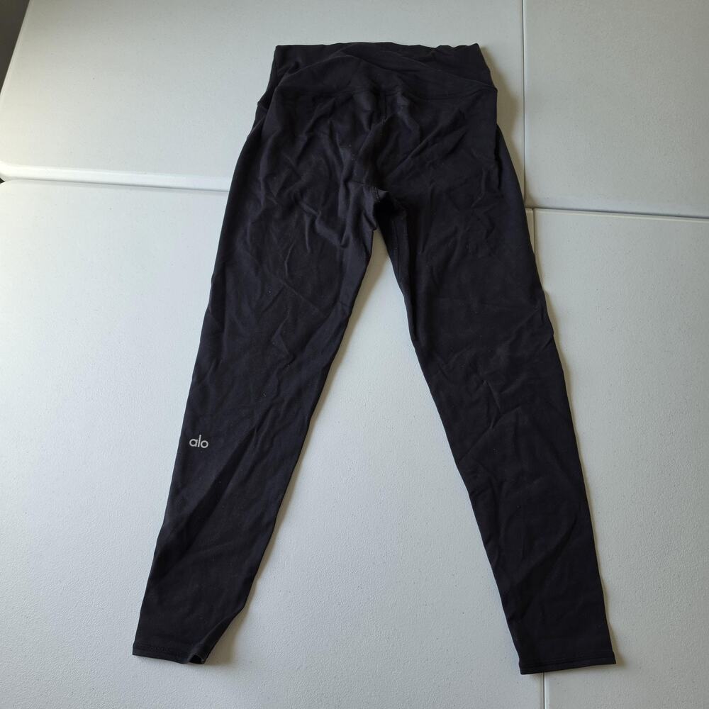 Alo Leggings Womens XS Black High Rise Ankle Yoga Pants Stretch Knit Athletic